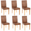 Lot de 6 chaises de séjour Littau, tissu - aspect daim / pieds clairs