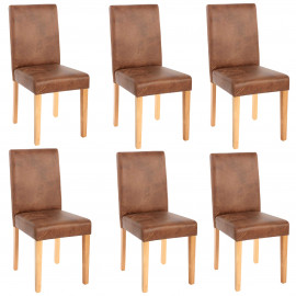 Lot de 6 chaises de séjour Littau, tissu - aspect daim / pieds clairs