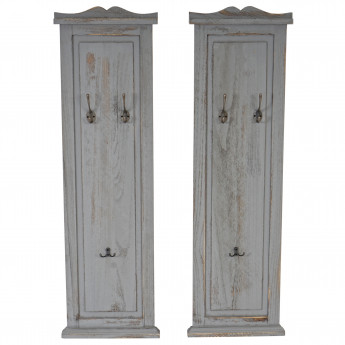2x patère, portemanteau, vestiaire ouvert, 28x3,5x109cm, shabby, vintage, gris