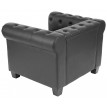 Fauteuil de luxe lounge relax Chesterfield similicuir - pieds carrés, noir
