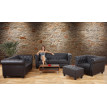 Fauteuil de luxe lounge relax Chesterfield similicuir - pieds carrés, noir