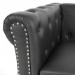Fauteuil de luxe lounge relax Chesterfield similicuir - pieds carrés, noir