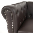Fauteuil de luxe lounge relax Chesterfield similicuir - pieds ronds, brun antique