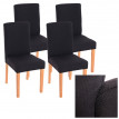 Lot de 4 chaises de salle à manger Littau, tissu, noir, pieds clairs