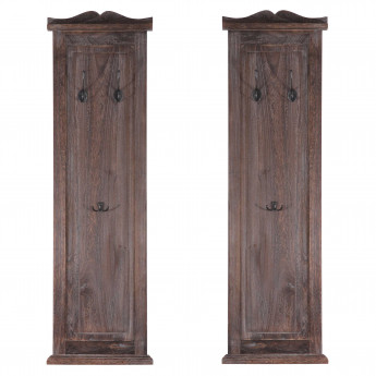 2x patère, portemanteau, vestiaire ouvert, 28x3,5x109cm, shabby, vintage, marron