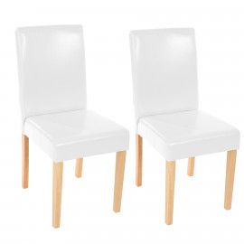 Lot de 4 chaises de séjour Littau, cuir reconstitué, blanc, pieds clairs