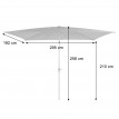 Parasol en aluminium N23, 2x3m, rectangulaire, inclinable, inoxydable - bordeaux