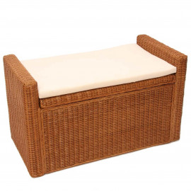 Coffre de stockage, banquette M92 rotin avec coussin Kissen 88cm - doré