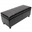 Banc coffre de rangement Kriens, cuir + simili cuir, 112x45x45cm - noir