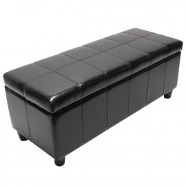 Banc coffre de rangement Kriens, cuir + simili cuir, 112x45x45cm - noir