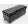 Banc coffre de rangement Kriens, cuir + simili cuir, 112x45x45cm - noir