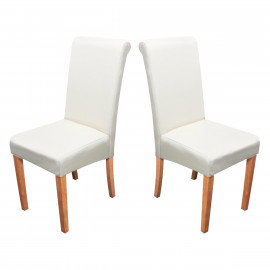 Lot de 2 chaises de séjour Novara II, cuir, crème/pieds clairs