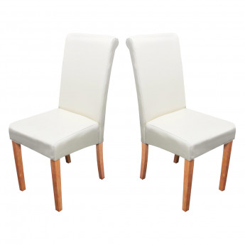 Lot de 2 chaises de séjour Novara II, cuir, crème/pieds clairs