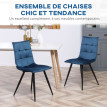 Lot de 2 chaises de salle à manger style chesterfield bleu