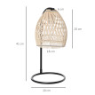 Lampe de table arquée style néo-rétro rotin naturel métal noir