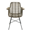 Chaise de salle à manger HWC-M29, Chaise de cuisine en osier Chaise en rotin Chaise avec accoudoirs, Kubu rotin bois métal