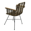 Chaise de salle à manger HWC-M29, Chaise de cuisine en osier Chaise en rotin Chaise avec accoudoirs, Kubu rotin bois métal