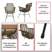 Chaise de salle à manger HWC-M29, Chaise de cuisine en osier Chaise en rotin Chaise avec accoudoirs, Kubu rotin bois métal