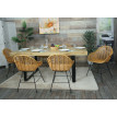 Lot de 6 chaises de salle à manger HWC-M28, chaise de cuisine en osier chaise en rotin chaise en rotin, Kubu rotin métal