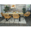 Lot de 6 chaises de salle à manger HWC-M28, chaise de cuisine en osier chaise en rotin chaise en rotin, Kubu rotin métal