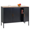 Commode HWC-L84, Sideboard armoire buffet, 3 portes métal mélaminé 90x120x40cm, mélaminé ~ noir