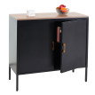 Commode HWC-L84, Armoire Buffet, 2 portes métal 90x90x40cm, mélaminé ~ noir