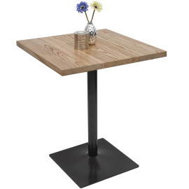 Table de bistrot HWC-H10, table de bar, industrielle Gastro métal orme massif certifié MVG 70x70cm ~ brun clair