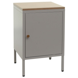 Table de nuit HWC-L84 - armoire de chevet commode - métal 63x40x40cm - mélaminé - gris