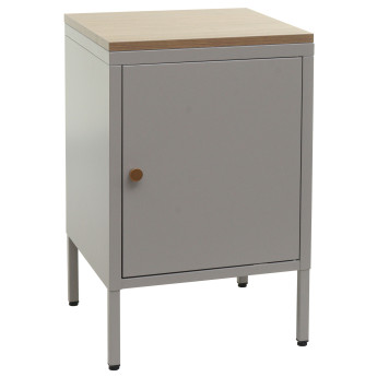 Table de nuit HWC-L84 - armoire de chevet commode - métal 63x40x40cm - mélaminé - gris