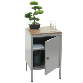 Table de nuit HWC-L84 - armoire de chevet commode - métal 63x40x40cm - mélaminé - gris