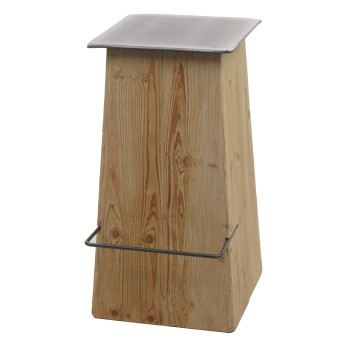 Tabouret de bar HWC-L76 - chaise de bar Tabouret de bar - bois massif industriel certifié MVG - naturel avec aspect métal