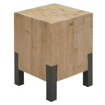 Table d'appoint HWC-L76b - Table de fleur - Métal industriel massif-bois certifié MVG - 46x32x32cm naturel