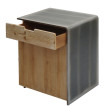 Commode HWC-L76 - table de chevet d'appoint - bois massif industriel certifié MVG 60x50x40cm - naturel avec aspect métal