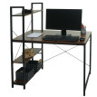 Bureau avec étagère HWC-K81 - table d'ordinateur portable table de travail - 100x60cm métal MDF - brun