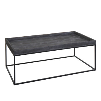 Table basse HWC-K71 - table basse table d'appoint - bois massif métal 46x110x60cm - gris foncé