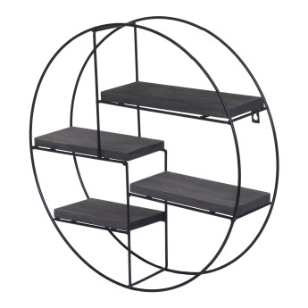 Étagère murale HWC-K76 - Étagère suspendue Étagère flottante - 4 étagères Métal massif-bois industriel 45x45x11cm - gris foncé