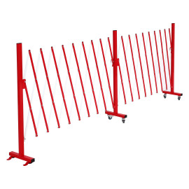 Barrière de sécurité en aluminium HWC-B34 - barrière de sécurité à ciseaux avec roulettes - extensible 110x60-500cm - rouge-bla