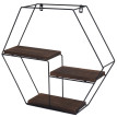 Étagère murale HWC-K76 - Étagère suspendue Étagère flottante - 3 étagères Métal Bois massif Industriel 43x49x11cm - brun foncé