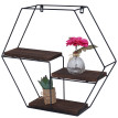 Étagère murale HWC-K76 - Étagère suspendue Étagère flottante - 3 étagères Métal Bois massif Industriel 43x49x11cm - brun foncé