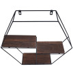 Étagère murale HWC-K76 - Étagère suspendue Étagère flottante - 3 étagères Métal Bois massif Industriel 43x49x11cm - brun foncé
