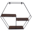 Étagère murale HWC-K76 - Étagère suspendue Étagère flottante - 3 étagères Métal Bois massif Industriel 43x49x11cm - brun foncé
