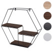 Étagère murale HWC-K76 - Étagère suspendue Étagère flottante - 3 étagères Métal Bois massif Industriel 43x49x11cm - brun foncé