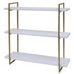 Etagère murale HWC-K78 - étagère suspendue - 3 étagères en métal massif-bois industriel 60x60x18cm - blanc - métal doré
