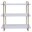 Etagère murale HWC-K78 - étagère suspendue - 3 étagères en métal massif-bois industriel 60x60x18cm - blanc - métal doré