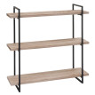 Étagère murale HWC-K78 - Étagère suspendue Schweberegal - 3 étagères Bois massif industriel 60x60x18cm - naturel - métal noir