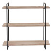 Étagère murale HWC-K78 - Étagère suspendue Schweberegal - 3 étagères Bois massif industriel 60x60x18cm - naturel - métal noir