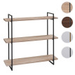 Étagère murale HWC-K78 - Étagère suspendue Schweberegal - 3 étagères Bois massif industriel 60x60x18cm - naturel - métal noir
