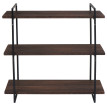 Etagère murale HWC-K78 - étagère suspendue Schweberegal - 3 étagères en bois massif Industrial 60x60x18cm - brun foncé - métal n