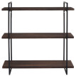 Etagère murale HWC-K78 - étagère suspendue Schweberegal - 3 étagères en bois massif Industrial 60x60x18cm - brun foncé - métal n