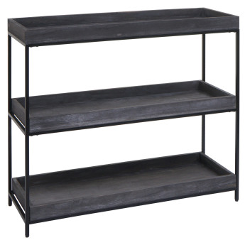 Étagère HWC-K71 - Étagère sur pied Étagère à plantes Étagère à livres - bois métal 3 étagères 90x100x35cm MVG-certifié - gris f
